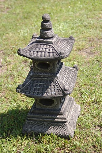 Steinpagode 2-stöckig Sandstein Gartendeko Grau 35 cm - Bild 2