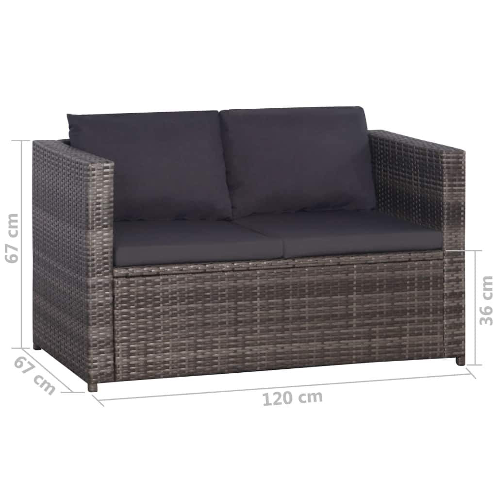 Poly-Rattan Gartensofa-Set 11-tlg. Grau mit Tisch und Kissen - Bild 7