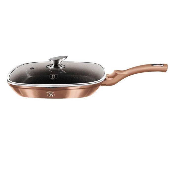 Grillpfanne mit Glasdeckel 28 cm Aluminium Antihaft Induktion - Bild 2