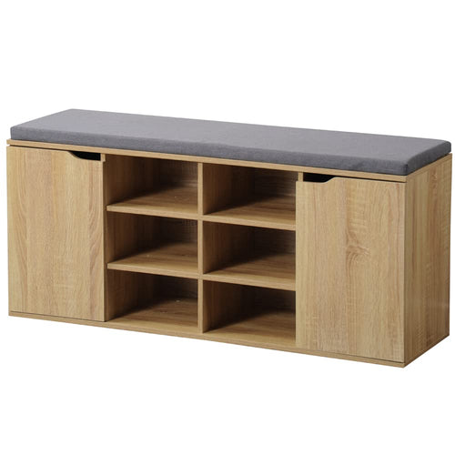 Schuhschrank mit Sitzkissen 6 Fächer Sonoma-Eiche 103x48x30,5 cm