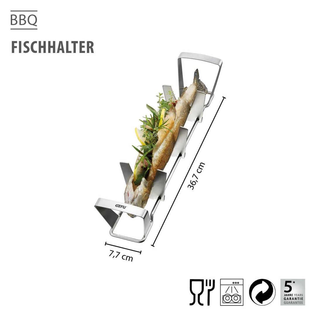 Fischhalter Grill Edelstahl stufenlos verstellbar für Ganz-Fisch bis 35cm - Bild 2