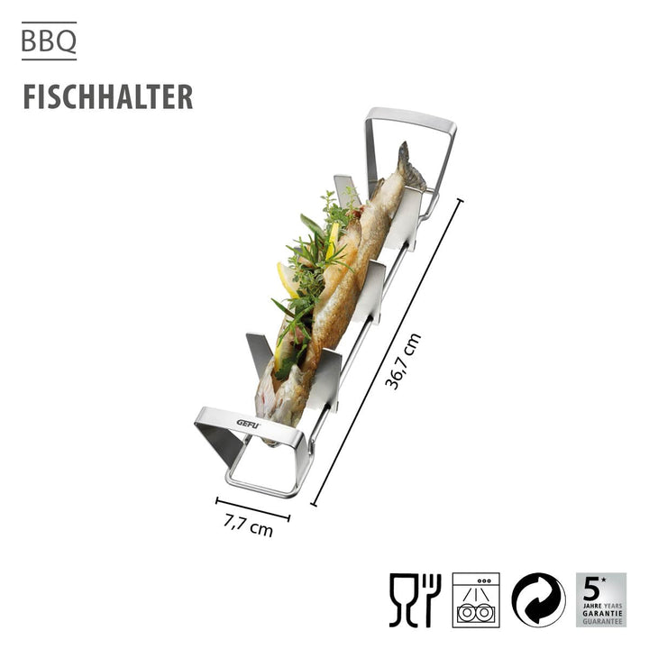 Fischhalter Grill Edelstahl stufenlos verstellbar für Ganz-Fisch bis 35cm - Bild 2