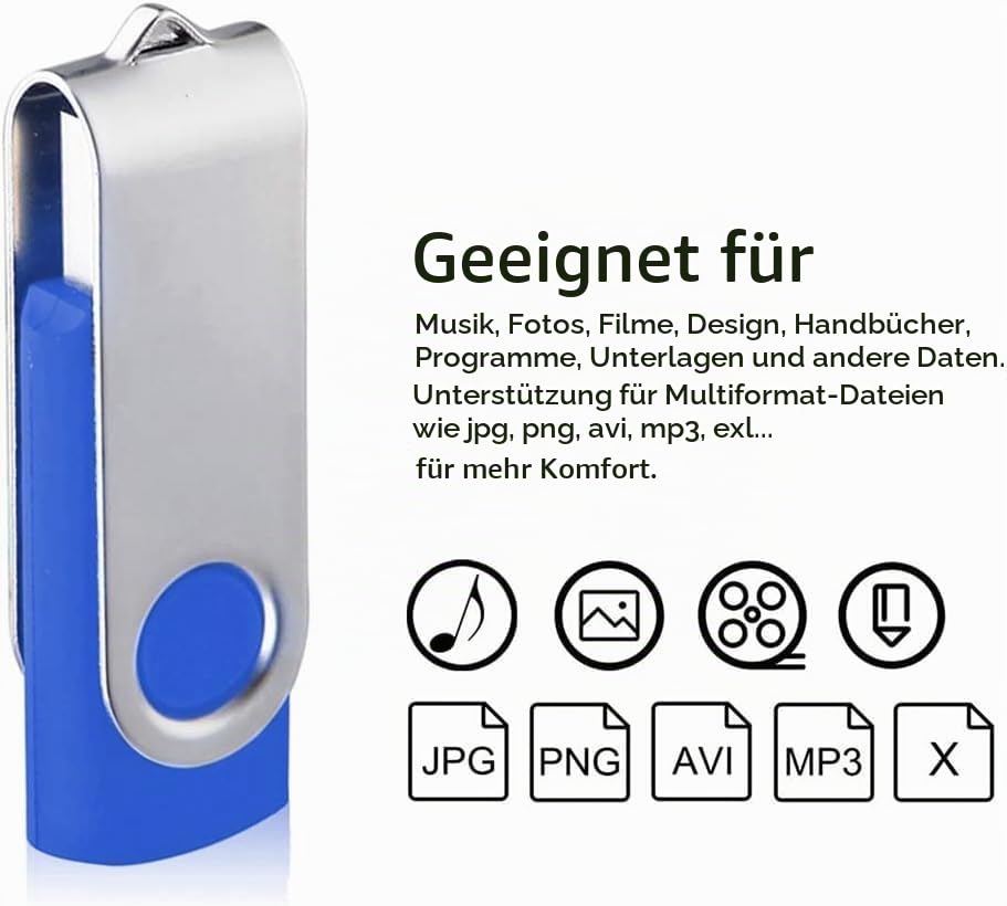 USB-Stick 4 GB USB 2.0 einklappbar Blau 10er-Set - Bild 5