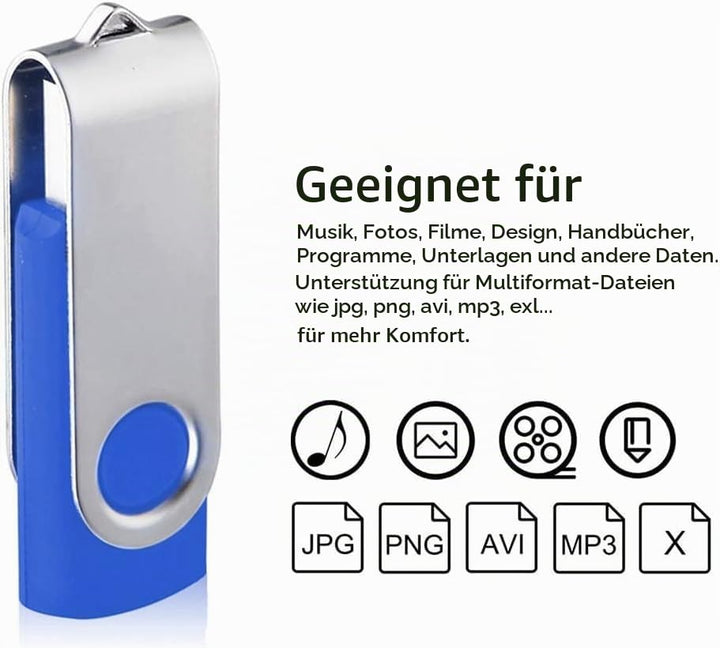 USB-Stick 4 GB USB 2.0 einklappbar Blau 10er-Set - Bild 5
