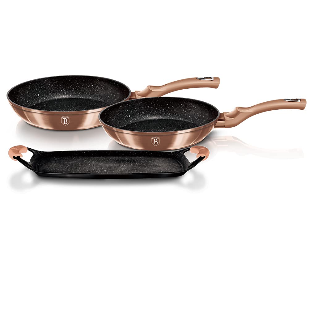 Bratpfannen-Set Aluminium Roségold 22+26cm mit Grillplatte Induktion - Bild 2