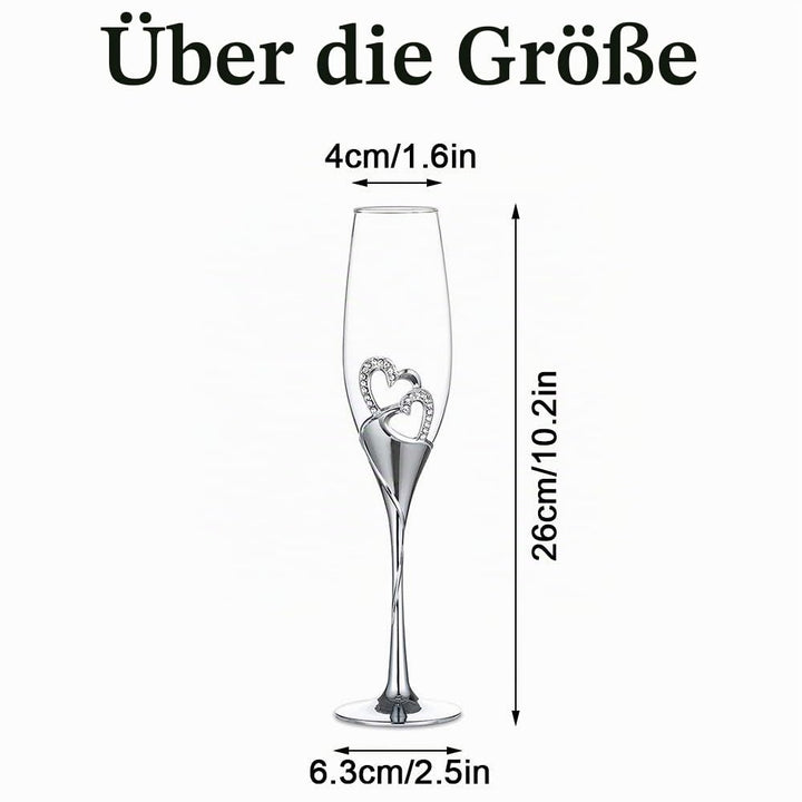 Sektgläser Hochzeit mit Strass 2er-Set Silber 200 ml - Bild 4