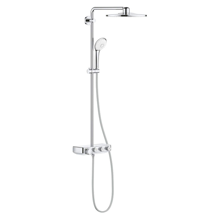 Duschsystem mit Thermostat und Regendusche 26cm Moon Weiss