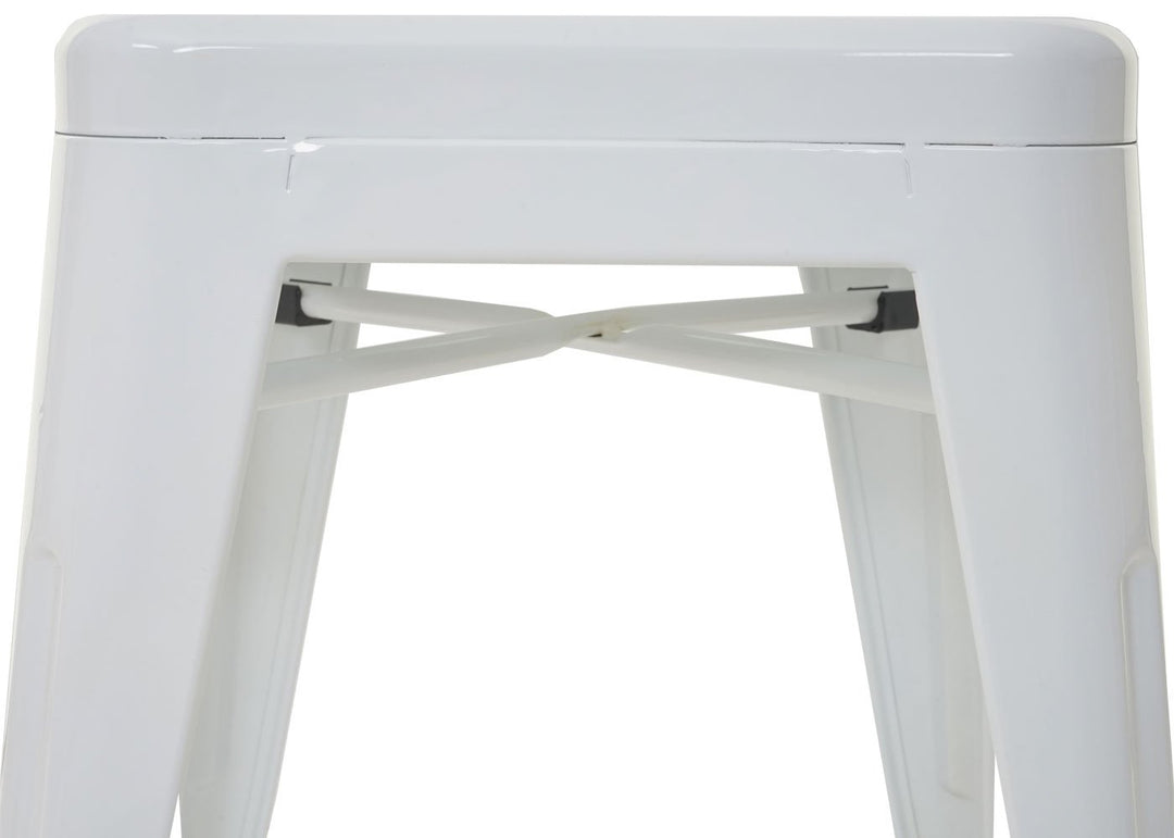 Metallhocker Industriedesign stapelbar 4er-Set, weiss, 46 cm - Bild 5