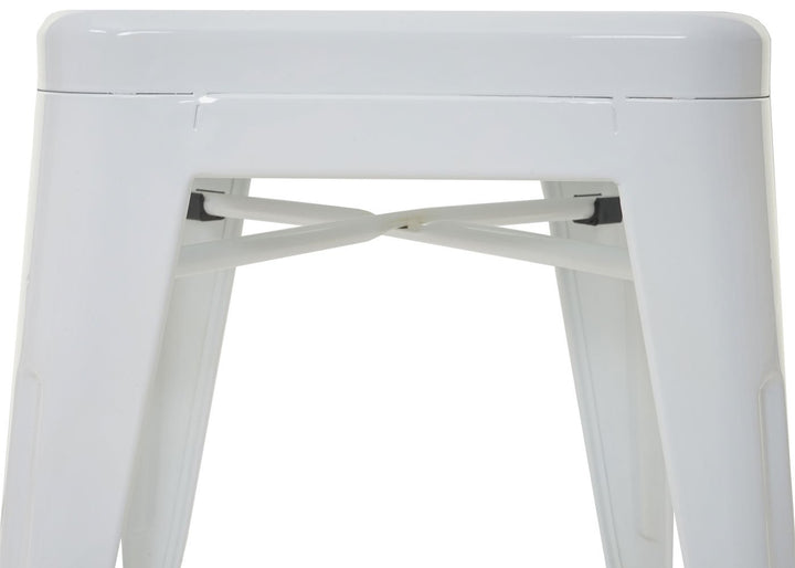 Metallhocker Industriedesign stapelbar 4er-Set, weiss, 46 cm - Bild 5
