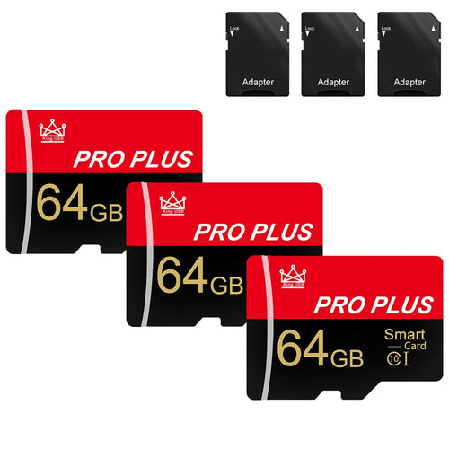 microSD-Karte 64GB 3er-Pack mit Adapter UHS-I C10 A1 für Kamera