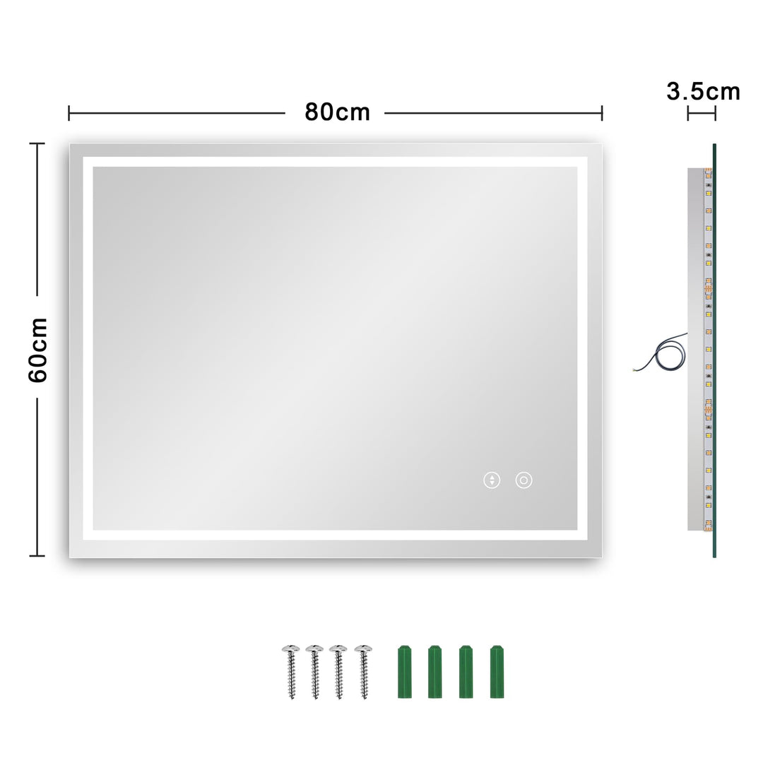 Badspiegel LED beleuchtet 60x80 cm 3 Lichtfarben dimmbar Antibeschlag - Bild 7