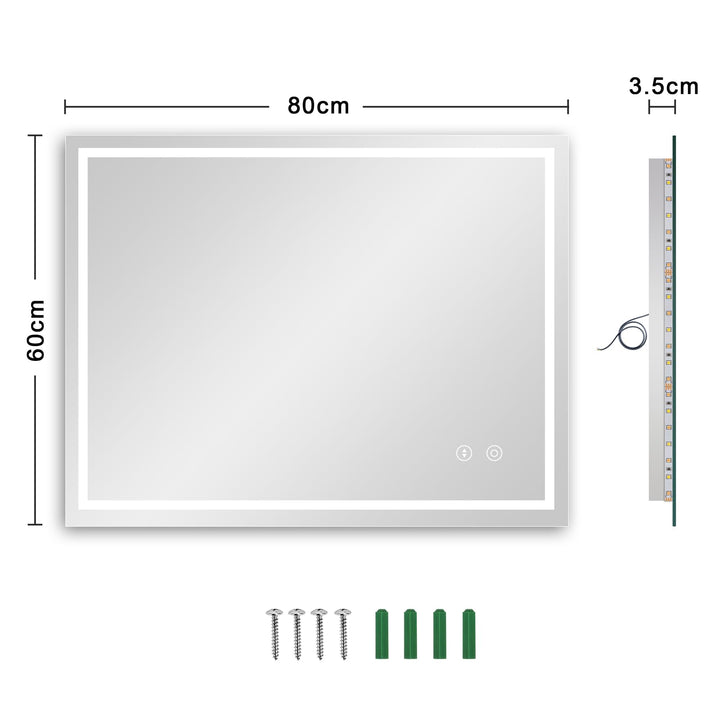 Badspiegel LED beleuchtet 60x80 cm 3 Lichtfarben dimmbar Antibeschlag - Bild 7