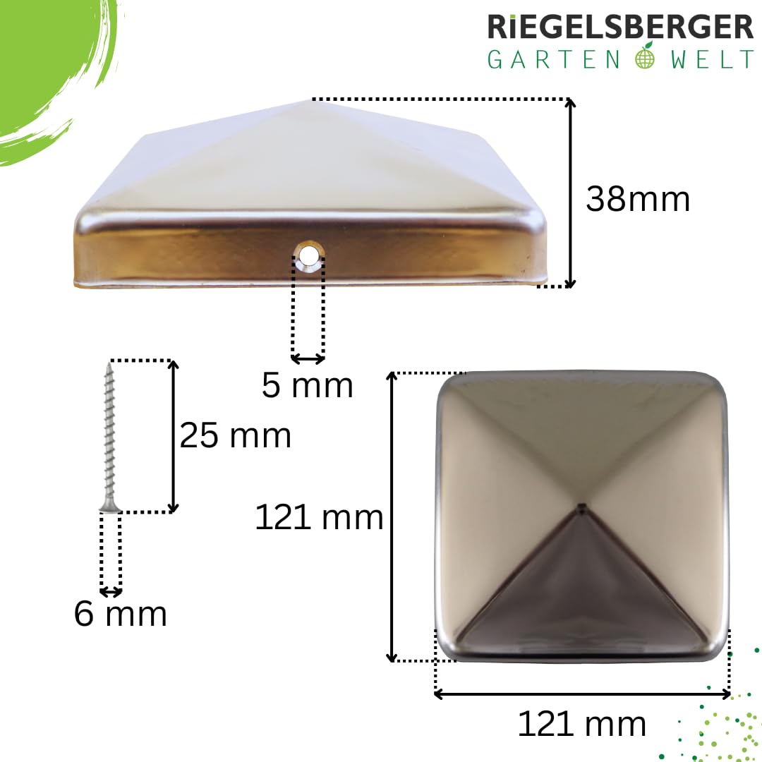 Pfostenkappe Edelstahl Pyramidenform 121x121 mm 25er-Set - Bild 3