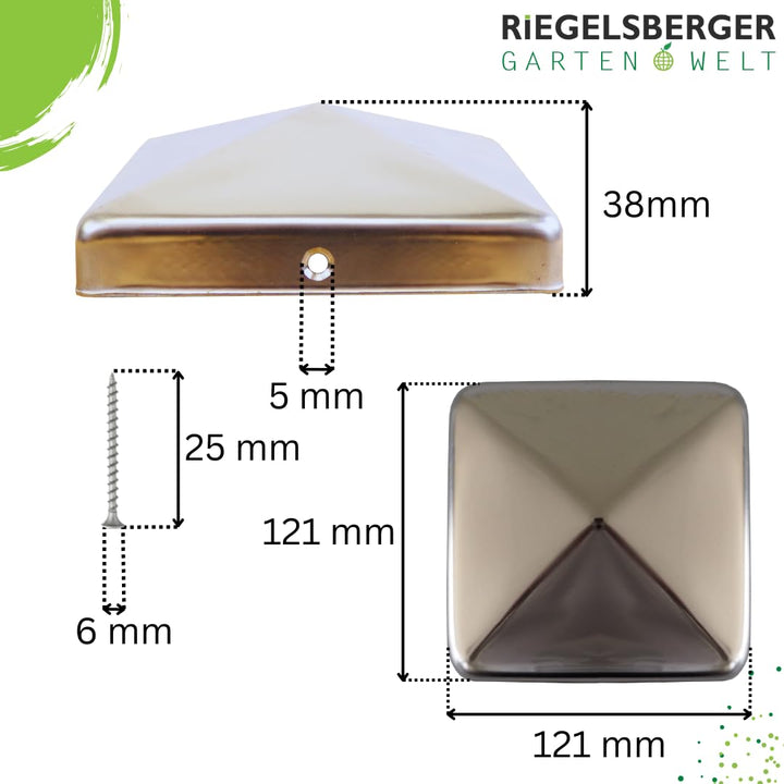 Pfostenkappe Edelstahl Pyramidenform 121x121 mm 25er-Set - Bild 3