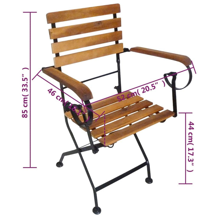 Klappstuhl Garten Akazienholz &amp; Stahl 2er-Set 52x46x85 cm - Bild 2