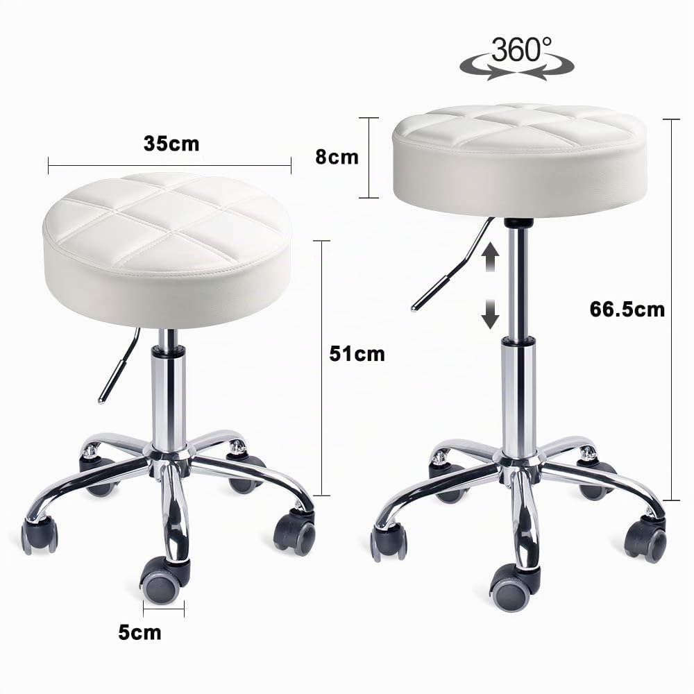 Rollhocker höhenverstellbar rund Kunststoff Weiß Ø35cm - Bild 7