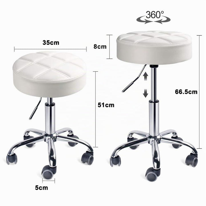 Rollhocker höhenverstellbar rund Kunststoff Weiß Ø35cm - Bild 7