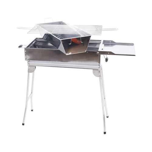 Mangal Holzkohlegrill Edelstahl mit Kohlebehälter klappbar 76,5 cm