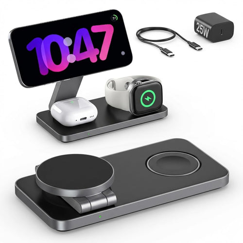 3-in-1 Ladestation Qi2.2 25W für iPhone, Apple Watch & AirPods