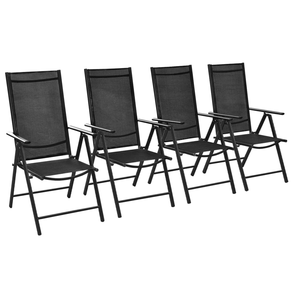 Klappstuhl Garten Aluminium Textilene 7-fach verstellbar 4er-Set