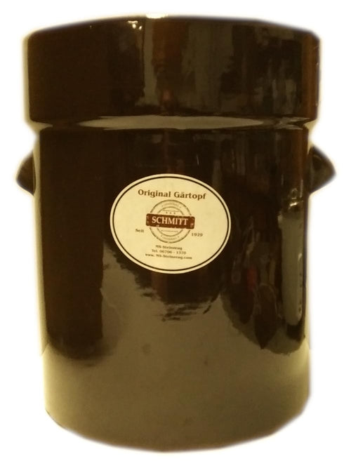Gärtopf Steinzeug 15 Liter mit Deckel und Beschwerungsstein braun