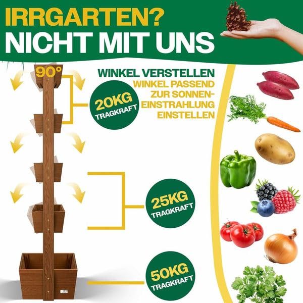 Hochbeet Stufenbeet 5 Etagen Tannenholz mit Gartenvlies &amp; Schaufelset - Bild 3