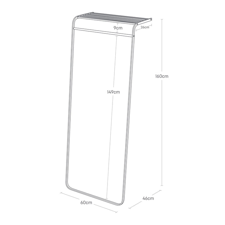 Standgarderobe mit Regal anlehnen Stahl/Holz schwarz 60x46x160 cm - Bild 5
