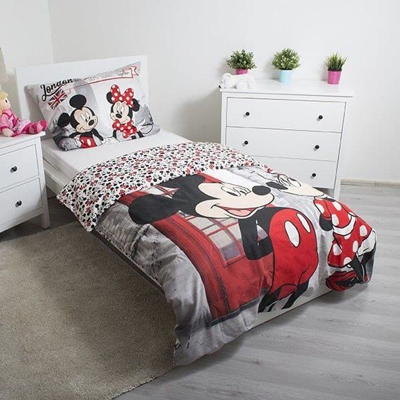 Kinderbettwäsche Mickey &amp; Minnie London Baumwolle 140x200 cm - Bild 3