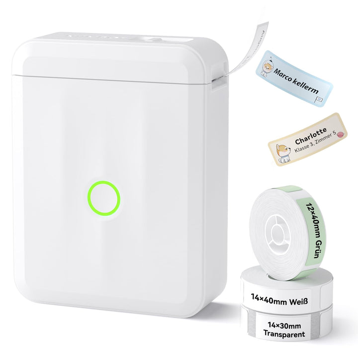 Etikettendrucker Mini Bluetooth mit 3 Etikettenrollen wasserfest