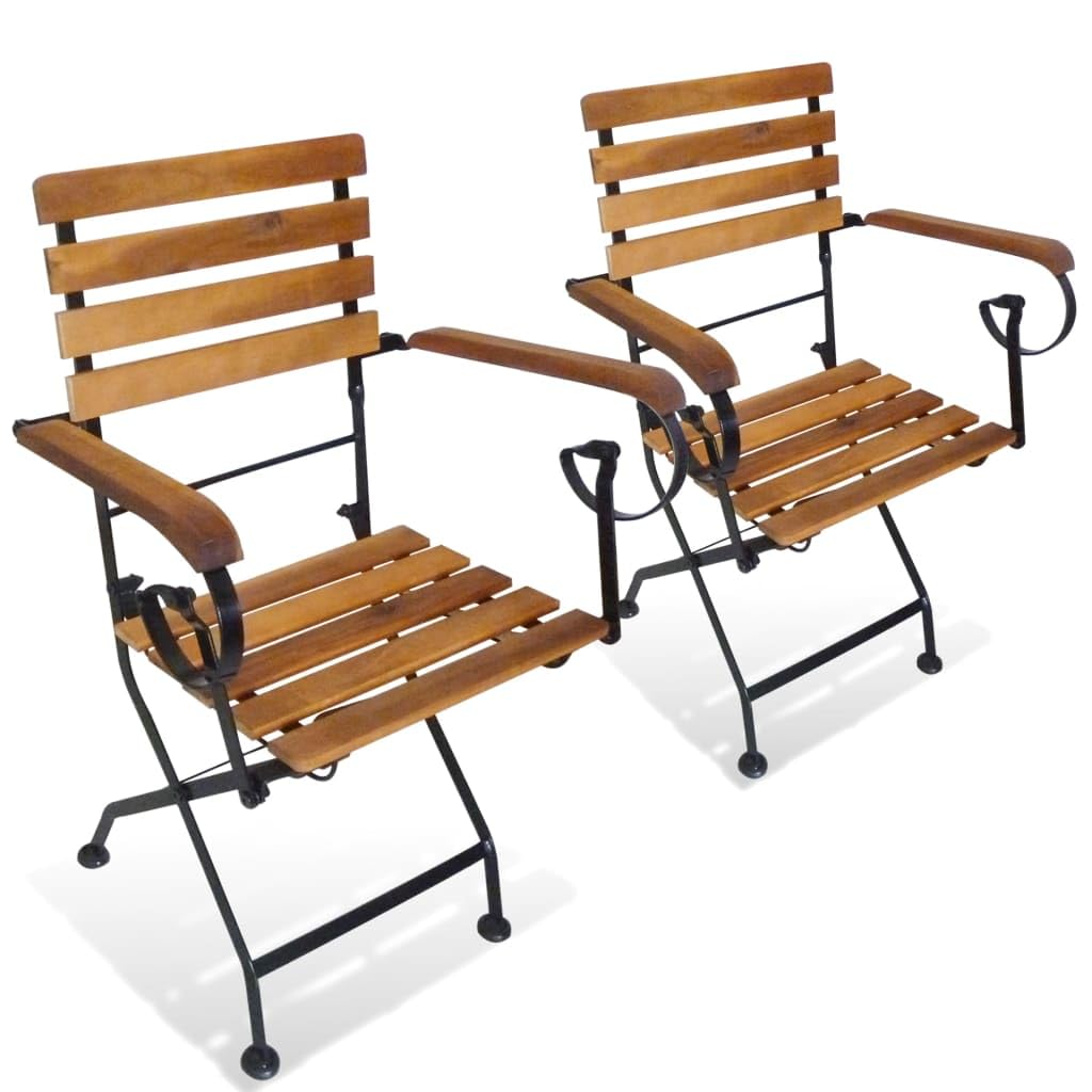 Klappstuhl Garten Akazienholz &amp; Stahl 2er-Set 52x46x85 cm