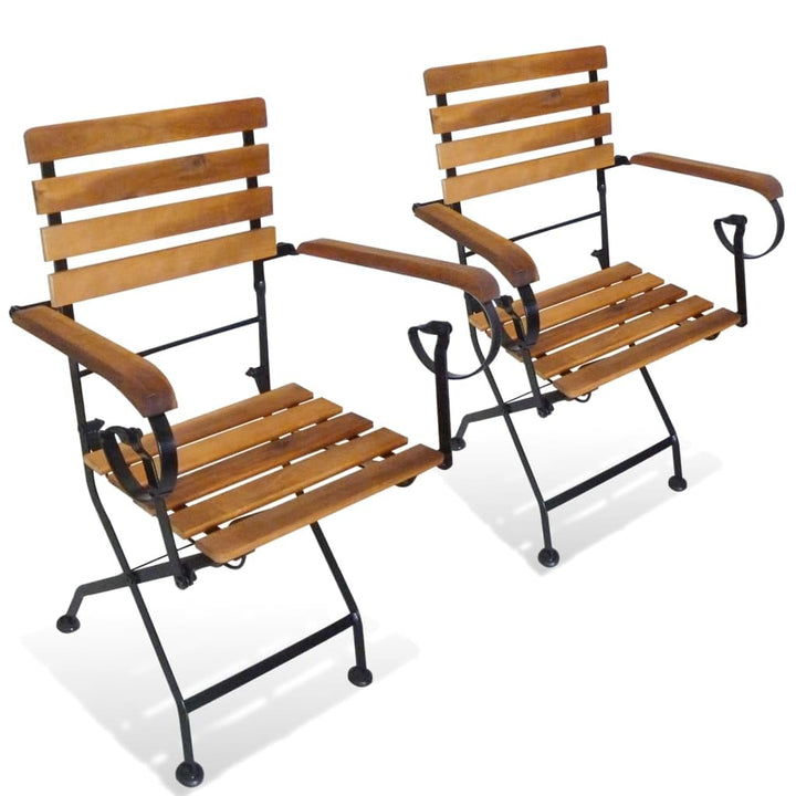 Klappstuhl Garten Akazienholz &amp; Stahl 2er-Set 52x46x85 cm