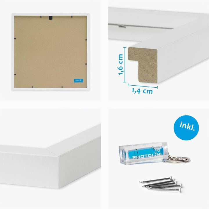 Bilderrahmen 30x30 cm Weiss MDF 3er-Set mit Acrylglas zum Aufhängen - Bild 3