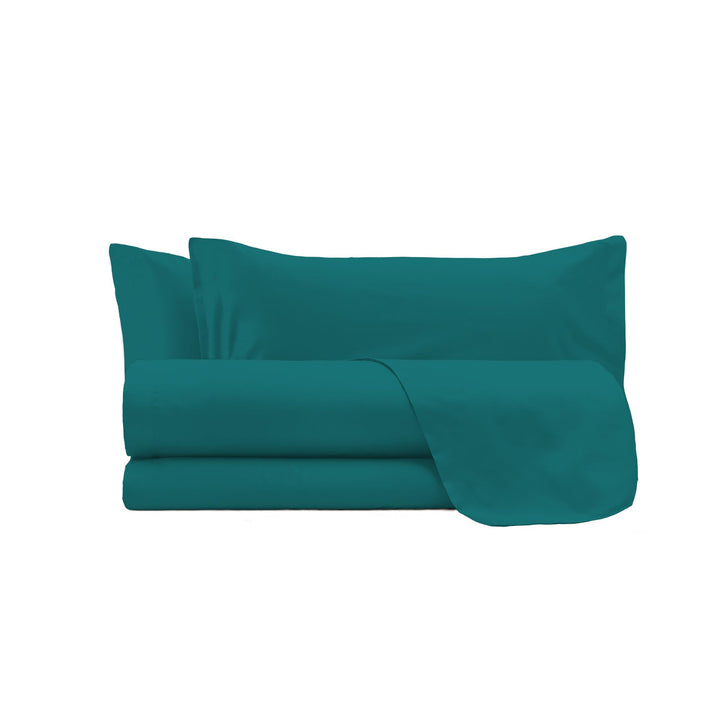 Bettwäsche-Set Doppelbett 100% Baumwolle 4-teilig Flaschengrün - Bild 9