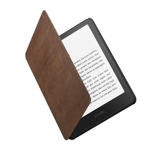 Kindle Paperwhite Lederhülle Vollnarbenleder faltbar Walnussbraun