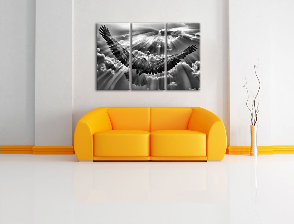 Leinwandbild Adler Wolken 3-teilig 120x80cm Echtholzrahmen - Bild 2