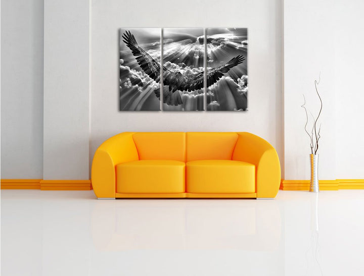 Leinwandbild Adler Wolken 3-teilig 120x80cm Echtholzrahmen - Bild 2