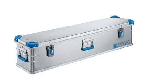 Aluminiumbox 63 Liter stapelbar mit Federgriff und Klappverschluss