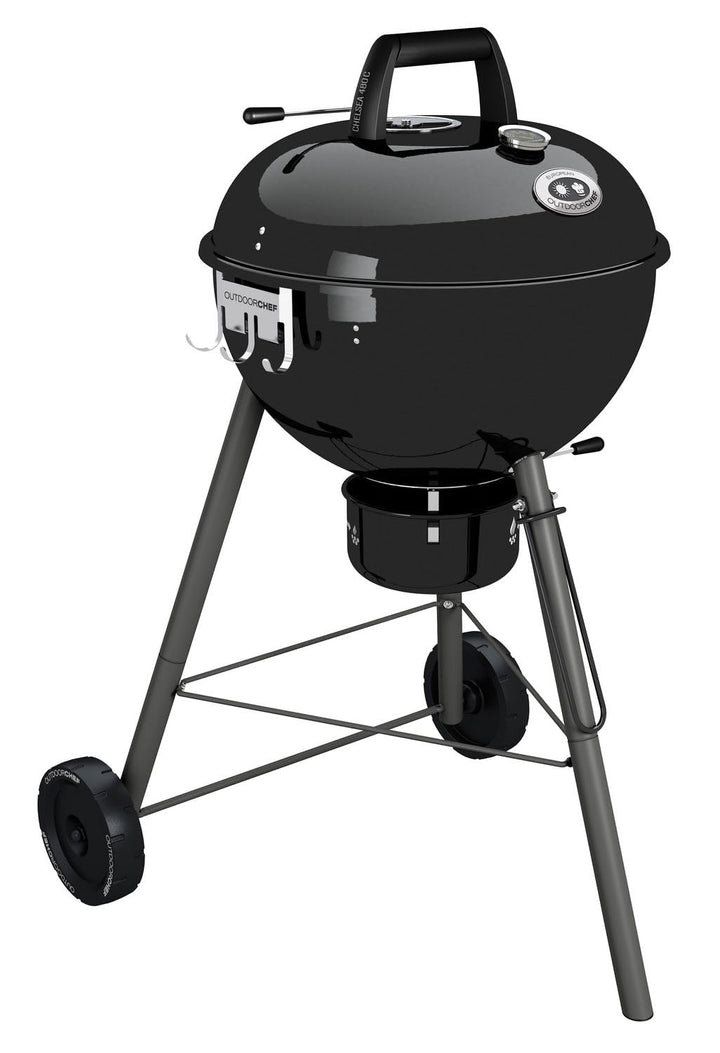 Holzkohle-Kugelgrill 480 C schwarz mit Slide-Trichter &amp; Smoker-Funktion