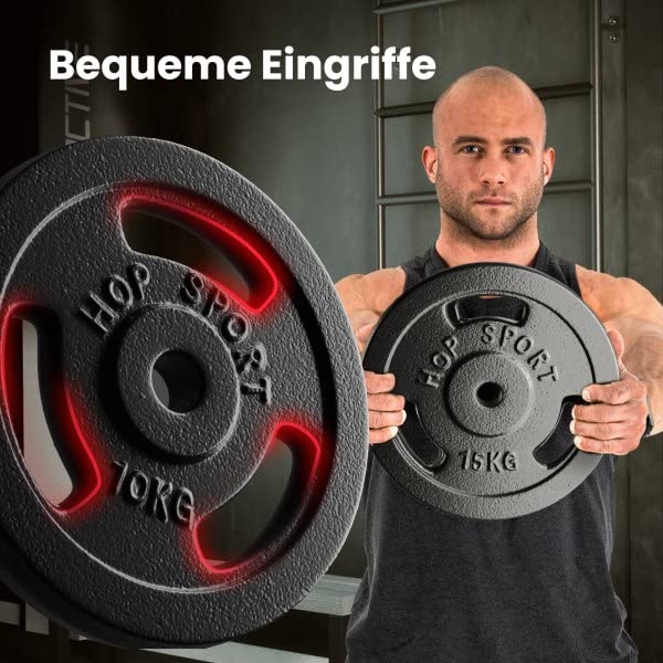 Gusseisen Hantelscheiben Set 30 kg 4x2,5 kg + 4x5 kg 31 mm Bohrung - Bild 5