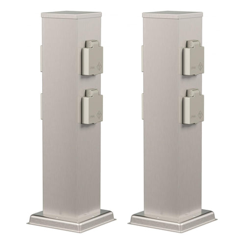Garten-Steckdosensäule Edelstahl 4-fach IP44 für Außen 40 cm