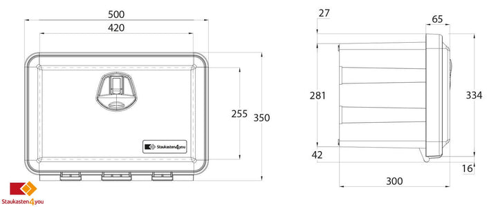 Unterflur-Staubox Kunststoff 30 L 500x350x300mm mit Schloss - Bild 5