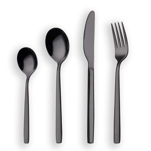 Besteck-Set 24-teilig Titanium-schwarz Edelstahl für 6 Personen