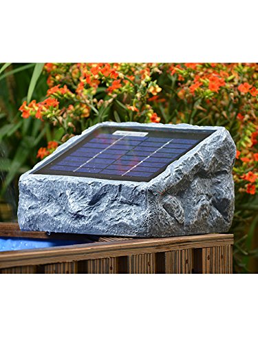 Solar Teichpumpe mit Akku und LED Steindesign Polyresin 2W - Bild 2