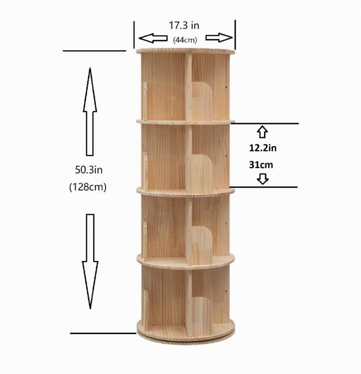 Drehbares Bücherregal Massivholz 4-stöckig 360° für Kinder - Bild 2