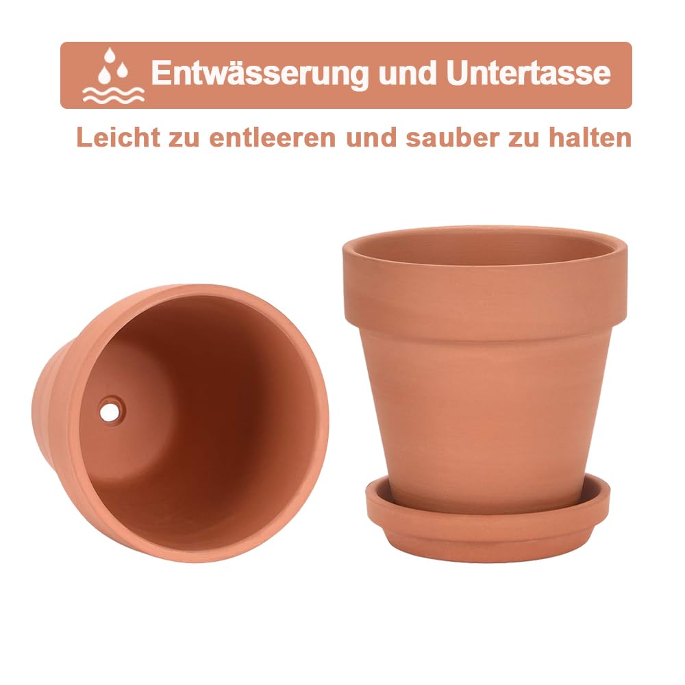 Terrakotta-Töpfe 20 cm mit Untersetzer für Innen und Aussen 2er-Set - Bild 4