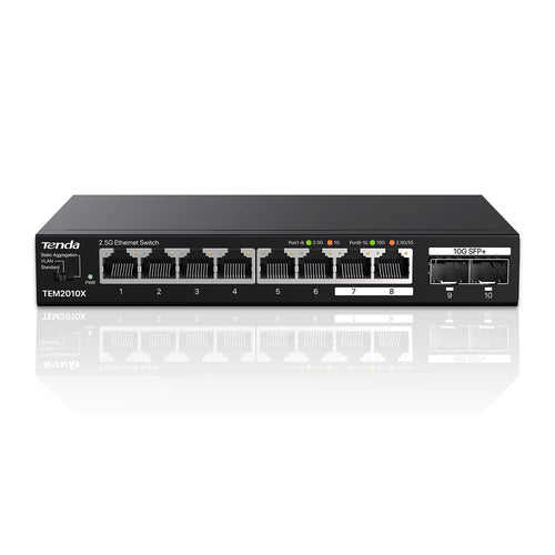 2.5G Netzwerk-Switch 8x RJ45 + 2x 10G SFP+ unmanaged lüfterlos
