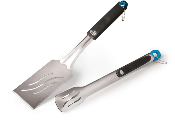 Grillset Edelstahl 2-teilig mit Spatel und Zange für Grill