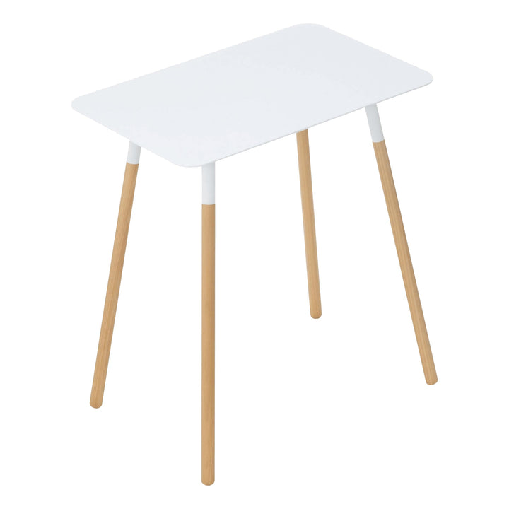 Beistelltisch Stahl Holzbeine minimalistisch 45x30x50 cm weiss