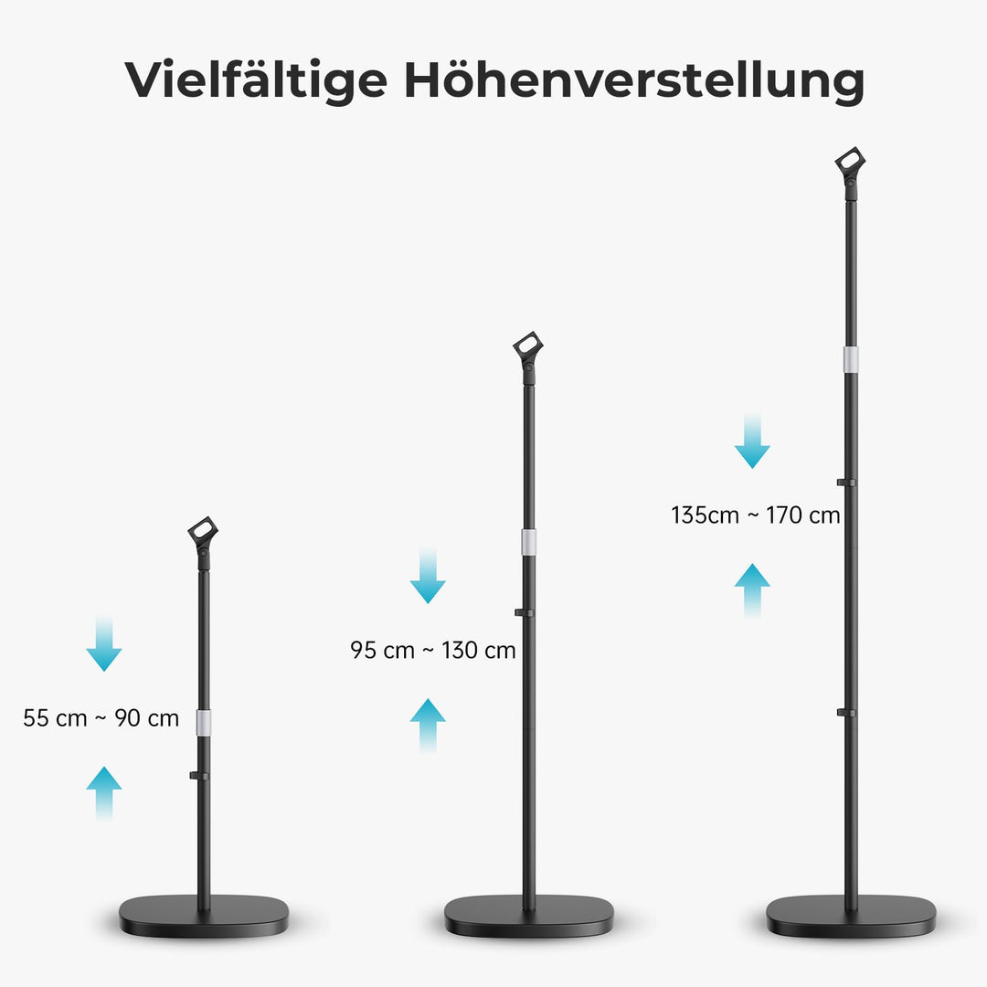 Mikrofonstativ Boden höhenverstellbar 55–170 cm mit Rundstandfuss - Bild 4