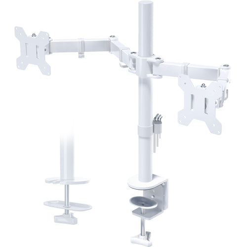 Dual Monitor Halterung 2 Bildschirme 13-27 Zoll 10 kg je Arm Weiss